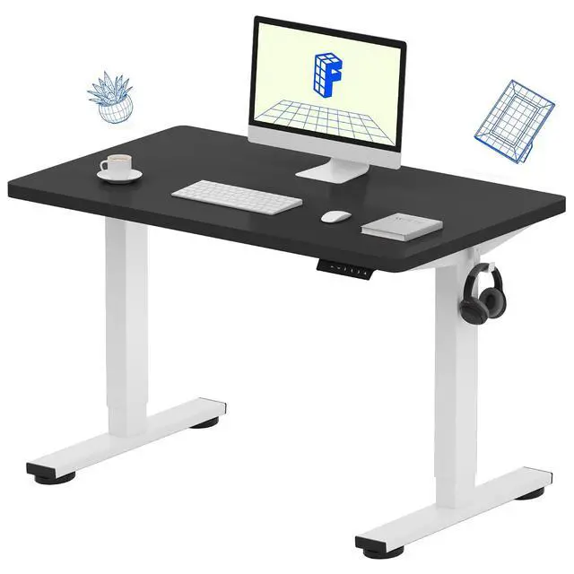 Main image of EN1 One-Piece Standing Desk with 1-Inch Thick Seamless Desktop, 40"x24" Electric Height Adjustable Desk for Home Office, Multi-Monitor Setups & Easy Assembly, Black