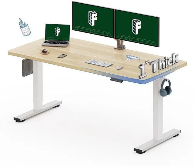 Main image of 60"x24" One-Piece Electric Standing Desk, 1" Thick Seamless Desktop for Home Office, Study & Multi-Monitor Setup, Black Walnut