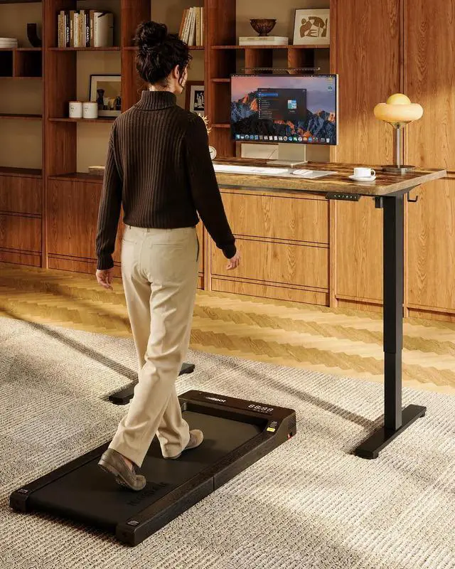 Alt view image 7 of 7 - EN1 One-Piece Standing Desk, 48"x24" Seamless Desktop Electric Height Adjustable Desk for Home Office, Multi-Monitor Setups & Easy Assembly, Rustic (Black Frame)