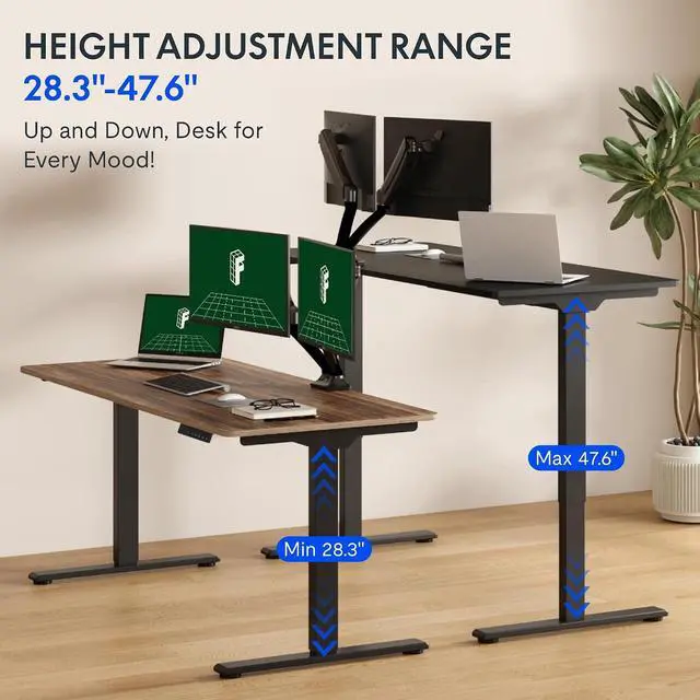 Alt view image 5 of 6 - 79"x32" Large Dual Motor Electric Standing Desk, Black Walnut - 198 LBS Heavy-Duty Capacity, Ideal for Home Office, Creative Studio, or Multi-Monitor Setup