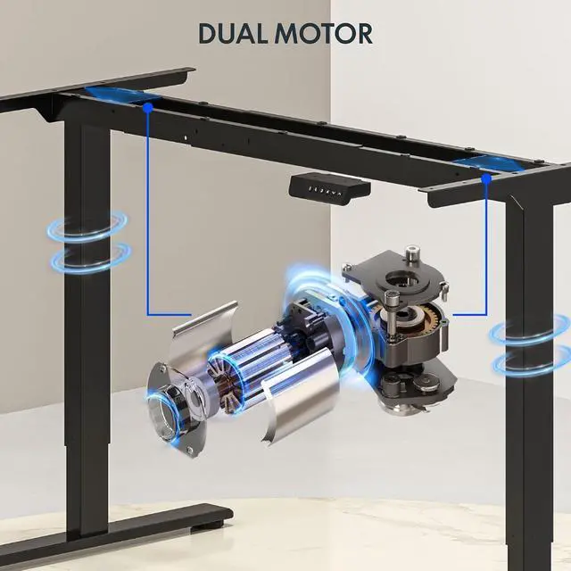 Alt view image 3 of 6 - 79"x32" Large Dual Motor Electric Standing Desk, Black Walnut - 198 LBS Heavy-Duty Capacity, Ideal for Home Office, Creative Studio, or Multi-Monitor Setup