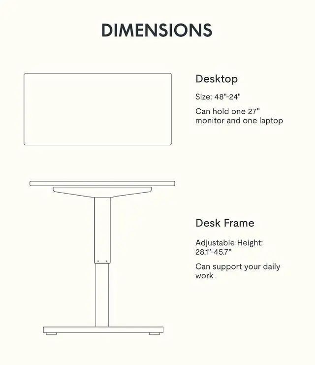 Alt view image 7 of 7 - Solid Wood Standing Desk, 48" x 24" Real Wood Desktop with Natural Grain, Durable & Sustainable Workstation for Home Office and Multi-Monitor Setups (Rubber Wood, White Frame)