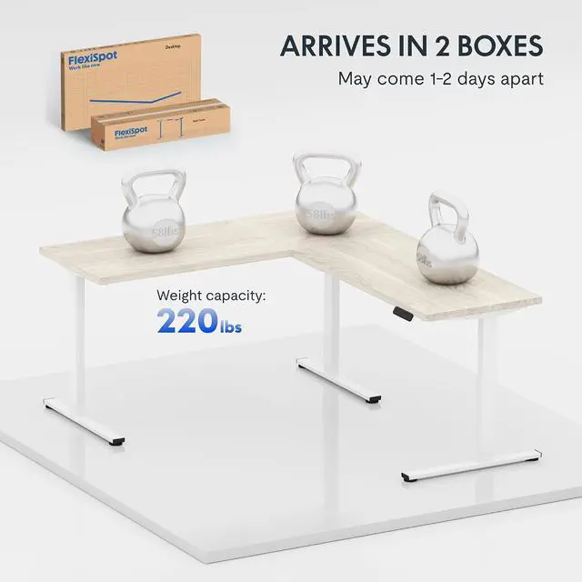 Alt view image 7 of 7 - L Shaped Standing Desk, 71 x 63 Inch Electric Height Adjustable Corner Desk, Sit Stand Computer Workstation, Preset Controller, Home Office, White Frame with Maple Top