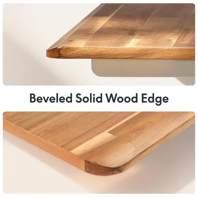 Alt view image 3 of 7 - E6 MAX Woodix Acacia Solid Wood 60"x30" Dual Motor Heavy Duty Standing Desk, 330lbs Capacity, 3-Stage Height Adjustable Desk w/Cable Management & Wheels(Natural Acacia Wood + White Frame)
