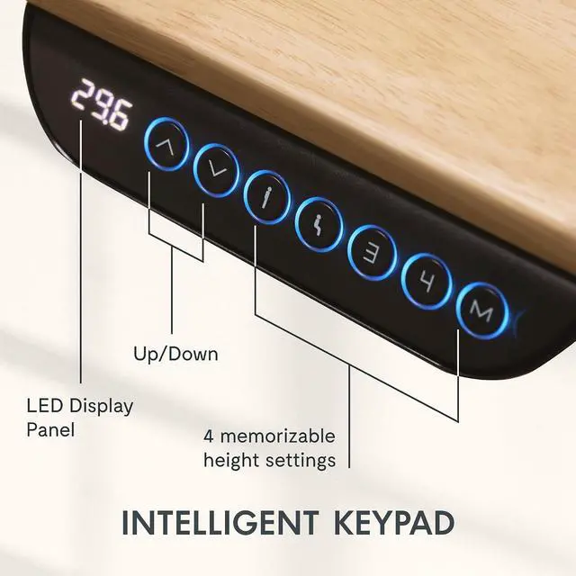 Alt view image 7 of 7 - E6 MAX Woodix Acacia Solid Wood 60"x30" Dual Motor Heavy Duty Standing Desk, 330lbs Capacity, 3-Stage Height Adjustable Desk w/Cable Management & Wheels(Natural Acacia Wood + White Frame)