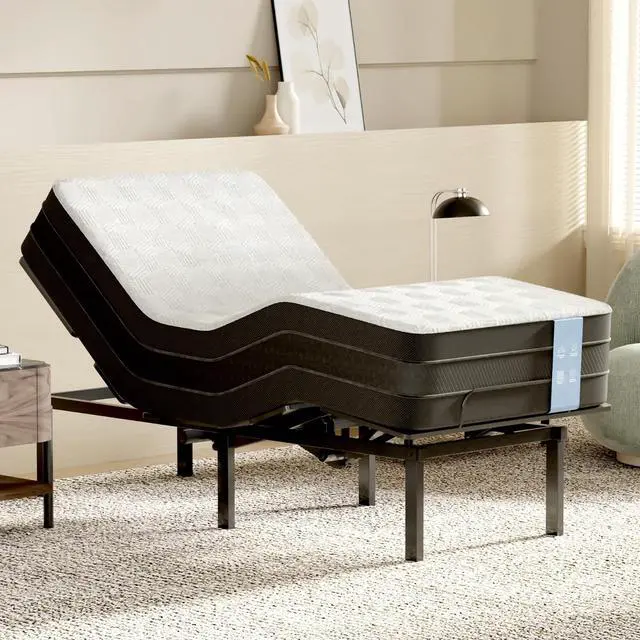 Main image of S2E-PRO Adjustable Bed Frame Base Twin XL with 12-Inch Cooling Gel Memory Foam Mattress, Head and Foot Incline, Zero Gravity, One-Touch Flat, 2 Memory Settings, Wireless Remote, Flashlight