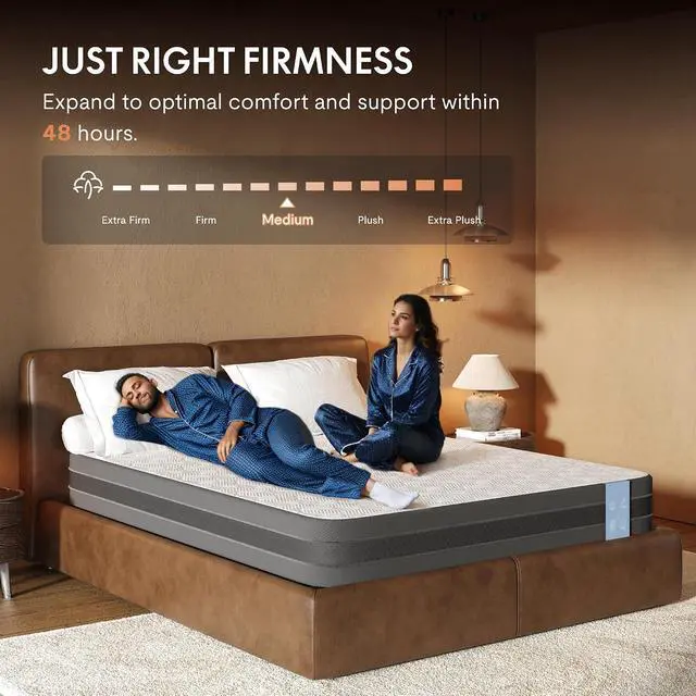 Alt view image 6 of 7 - Hako Japanese Joinery Bed Frame & 10" Cooling Gel Memory Foam Mattress Set, Solid Rubberwood Queen Bed, IAS&SGS Certified, No Tools Assembly, 10-Year Warranty, Natural Oak