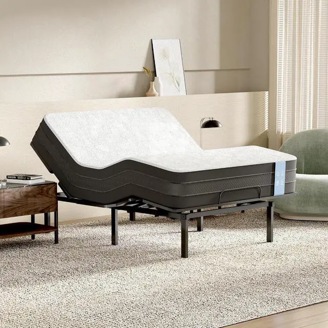 Main image of Adjustable Bed Frame Base Queen, Head and Foot Incline, Zero Gravity, One-Touch Flat, 2 Memory Settings, Wireless Remote, Flashlight, Whisper Quiet Durable Motor, Mattress Holder, S2E-PRO