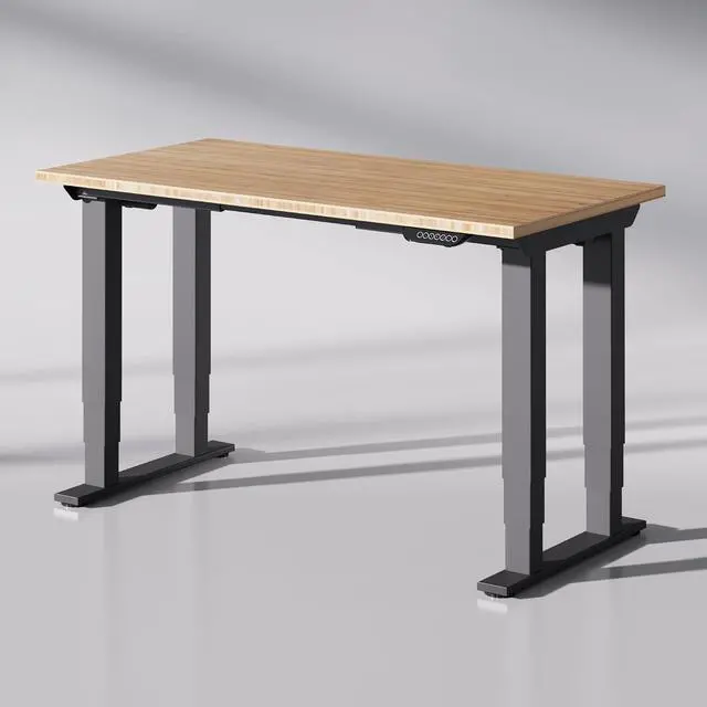 Main image of E6Q 4-Leg Dual Motor Standing Desk, 55"x28" Solid Bamboo Electric Height Adjustable Desk, Rock-Solid Stability, Heavy-Duty 540lb Capacity for Professional Workstations, Natural