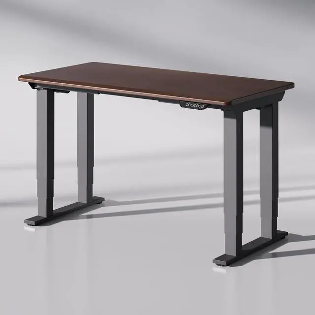 Main image of E6Q 4-Leg Dual Motor Standing Desk, 55"x28" Solid Rubberwood Electric Height Adjustable Desk, Rock-Solid Stability, Heavy-Duty 540lb Capacity for Professional Workstations, Walnut