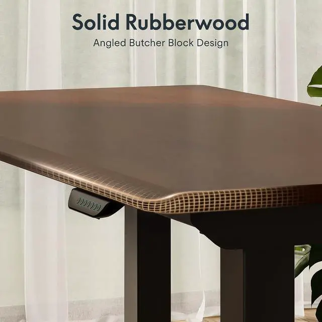 Alt view image 6 of 7 - E6Q 4-Leg Dual Motor Standing Desk, 55"x28" Solid Rubberwood Electric Height Adjustable Desk, Rock-Solid Stability, Heavy-Duty 540lb Capacity for Professional Workstations, Walnut