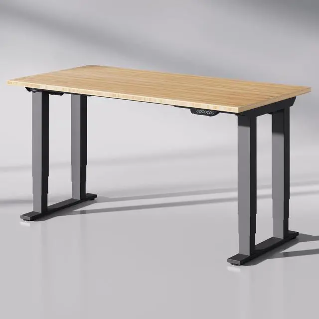 Main image of E6Q 4-Leg Dual Motor Standing Desk, 60"x30" Solid Bamboo Electric Height Adjustable Desk, Rock-Solid Stability, Heavy-Duty 540lb Capacity for Professional Workstations, Natural