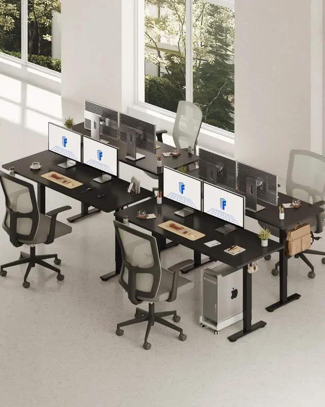 Alt view image 6 of 6 - 71x32 Inch Electric Large Standing Desk for Home & Office, Spacious Splice Board Desk with Cable Management & Organizer, Cup Holder & Hook, Black