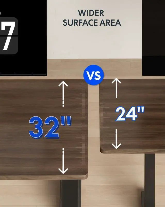 Alt view image 3 of 7 - 79x32 Inch Electric Large Standing Desk for Home & Office, Spacious Splice Board Desk with Cable Management & Organizer, Cup Holder & Hook, Black Walnut