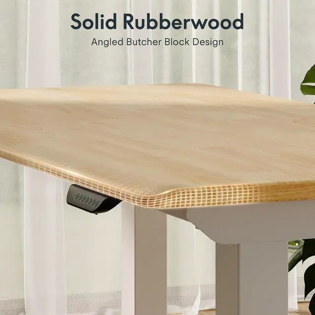 Alt view image 6 of 7 - E6Q 4-Leg Dual Motor Standing Desk, 55"x28" Solid Rubberwood Electric Height Adjustable Desk, Rock-Solid Stability, Heavy-Duty 540lb Capacity for Professional Workstations, Maple