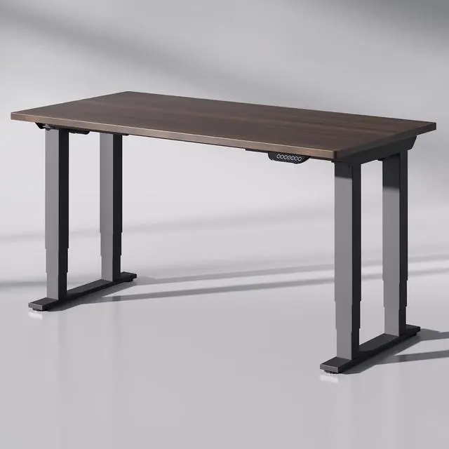 Main image of E6Q 4-Leg Dual Motor Standing Desk, 60"x30" Solid Bamboo Electric Height Adjustable Desk, Rock-Solid Stability, Heavy-Duty 540lb Capacity for Professional Workstations, Dark