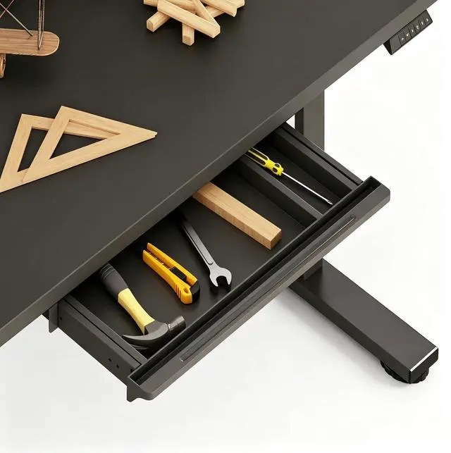 Main image of Under Desk Drawer, Under table Mounted Drawer, Standing Workstation Storage Attachment - 20.6 Width, Black