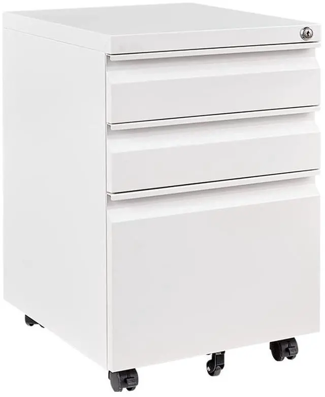 Main image of Mobile File Cabinet for Home Office Under Desk Storage with Lock Keys 3 Drawer File Cabinet for Legal/Letter/A4 File, White