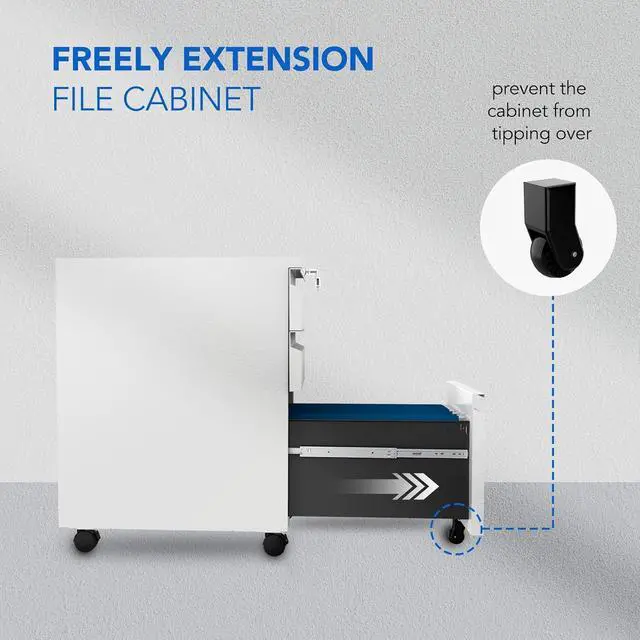 Alt view image 6 of 7 - Mobile File Cabinet for Home Office Under Desk Storage with Lock Keys 3 Drawer File Cabinet for Legal/Letter/A4 File, White