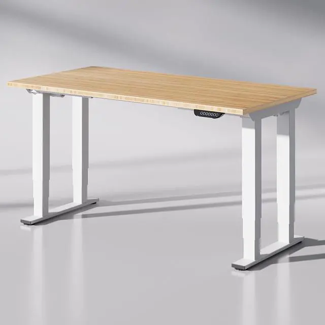 Main image of E6Q 4-Leg Dual Motor Standing Desk, 60"x30" Solid Bamboo Electric Height Adjustable Desk, Rock-Solid Stability, Heavy-Duty 540lb Capacity for Professional Workstations, Natural
