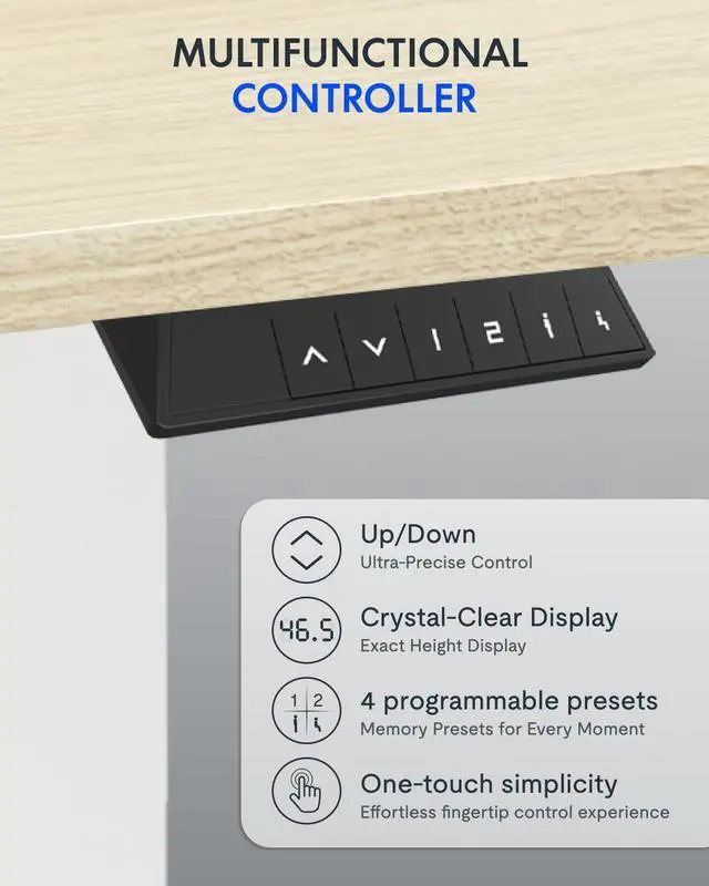 Alt view image 7 of 7 - 63" x 32" Office Standing Desk, Height Adjustable Sit-Stand Desk, Quiet & Stable, with Cable Management & Cup Holder, for Commercial Use, White Wood Grain Top (2 Packages)
