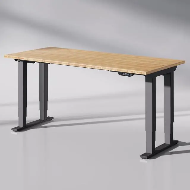 Main image of E6Q 4-Leg Dual Motor Standing Desk, 72"x30" Solid Bamboo Electric Height Adjustable Desk, Rock-Solid Stability, Heavy-Duty 540lb Capacity for Professional Workstations, Natural
