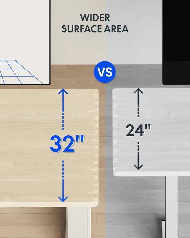 Alt view image 3 of 7 - 79x32 Inch Electric Large Standing Desk for Home & Office, Spacious Splice Board Desk with Cable Management & Organizer, Cup Holder & Hook, White Wood Grain