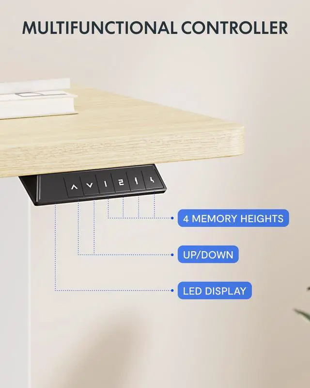 Alt view image 4 of 7 - 79x32 Inch Electric Large Standing Desk for Home & Office, Spacious Splice Board Desk with Cable Management & Organizer, Cup Holder & Hook, White Wood Grain
