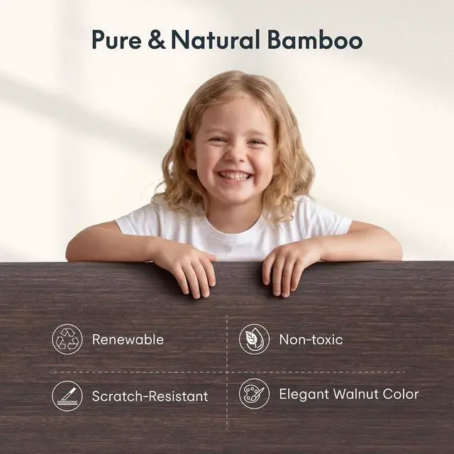 Alt view image 6 of 7 - E6 MAX Bamboo 72x30 Inch Dual Motor 3-Stage Heavy Duty Standing Desk, 330lbs Weight Capacity, Height Adjustable Desk w/Cable Management & Wheels (Solid Walnut Bamboo Desktop + White Frame)