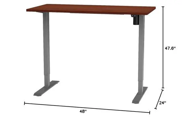Alt view image 3 of 7 - EN1 One-Piece Standing Desk, 48 x 24 Inches Electric Height Adjustable Desk for Home Office (Silver Frame + 48 in Mahogany Top, 2 Packages)