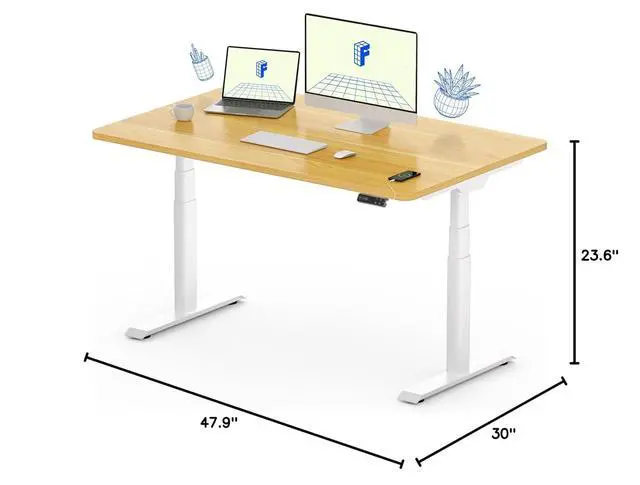 Alt view image 3 of 7 - E6 Pro Dual Motor Electric Standing Desk, Organic Modern Oval Leg Design, 3-Stage Height Adjustable Sit Stand Desk with Heavy Duty 330lbs, 48" x 30" Maple Desktop, White Frame