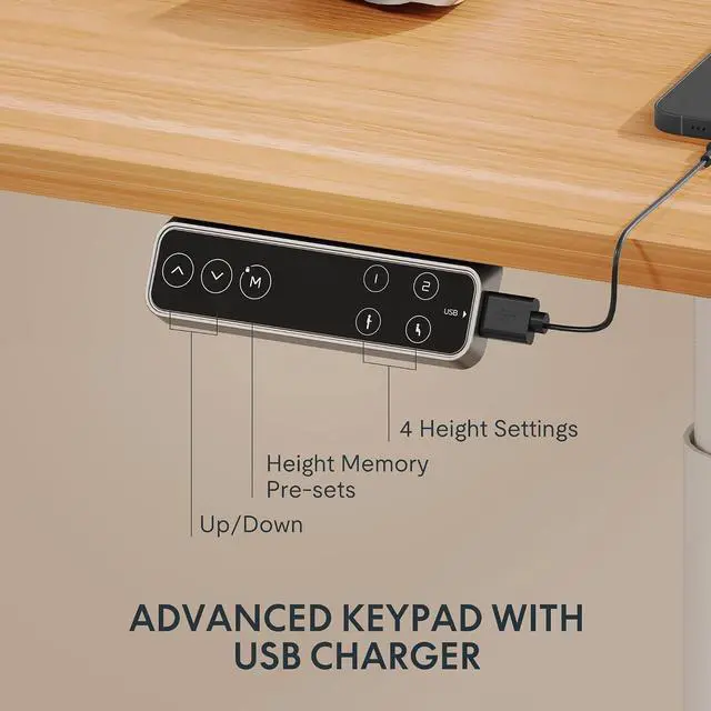 Alt view image 4 of 7 - E6 Pro 55" x 28" Dual Motor Electric Standing Desk, Organic Modern Oval Leg Design, 3-Stage Height Adjustable Sit Stand Desk with Heavy Duty 330lbs, Maple Desktop, White Frame