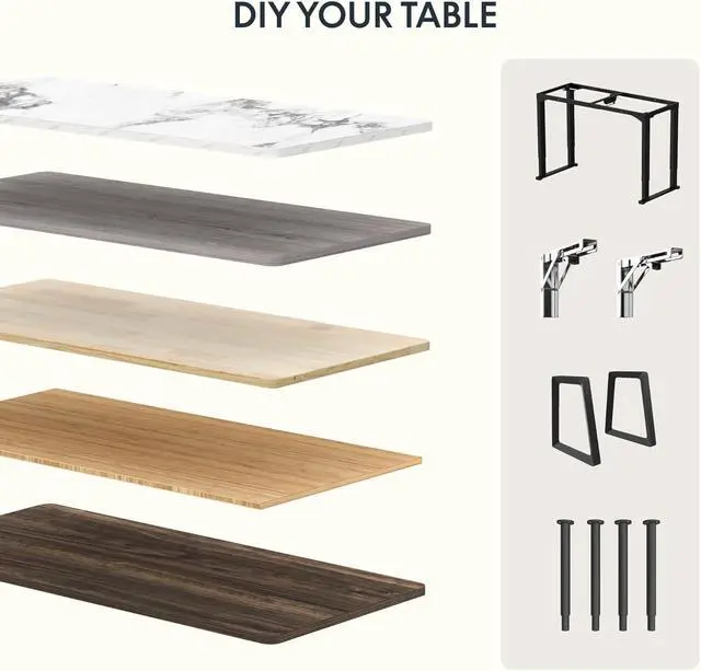 Alt view image 5 of 7 - Whole Piece 60"x24" Desktop 1" Thickness Height Adjustable Desk Rectangular Tabletop White Wood Grain Board (60 White Wood Grain)
