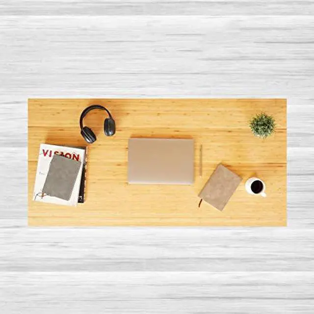 Alt view image 2 of 7 - Whole Piece Bamboo 48" x24" Desktop Height Adjustable Desk Rectangular Tabletop