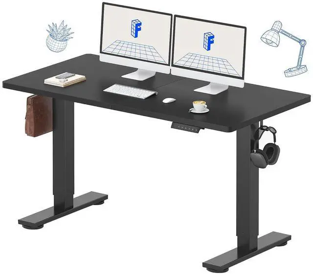 Main image of Standing Desk Electric Height Adjustable Desk with 55 x 24 Inches Splice Board, Ergonomic Memory Controller, Black Top + Black Frame