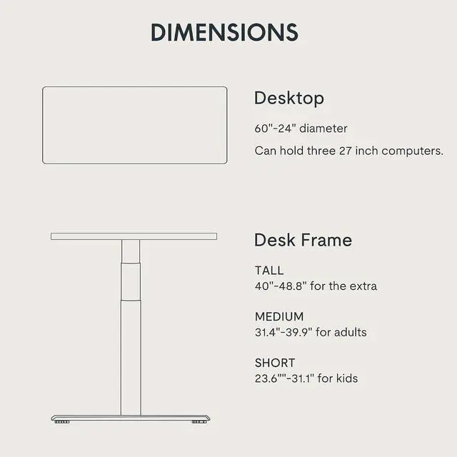Alt view image 7 of 7 - E6 Pro Large 60" x 24" Dual Motor Electric Standing Desk, Organic Modern Oval Leg Design, 3-Stage Height Adjustable Sit Stand Desk with Heavy Duty 330lbs, White Desktop, White Frame