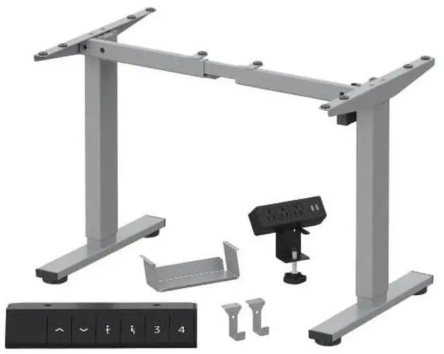 Main image of EN2 Standing Desk Frame with Clamp Power Strip and Cable Management Tray, Electric Sit Stand Desk Base with Memory Controller for Home and Office (Gray Frame Only)
