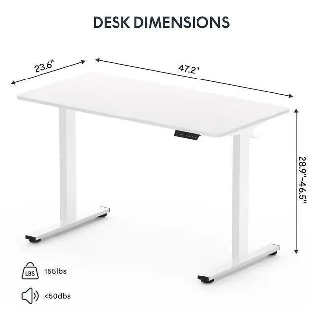 Alt view image 3 of 7 - EN1 One-Piece Standing Desk 48 x 24 Inches Height Adjustable Electric Sit Stand Up Desk Home Office Desk