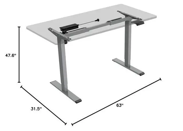 Alt view image 3 of 7 - EN2 Standing Desk Frame with Clamp Power Strip and Cable Management Tray, Electric Sit Stand Desk Base with Memory Controller for Home and Office (Gray Frame Only)