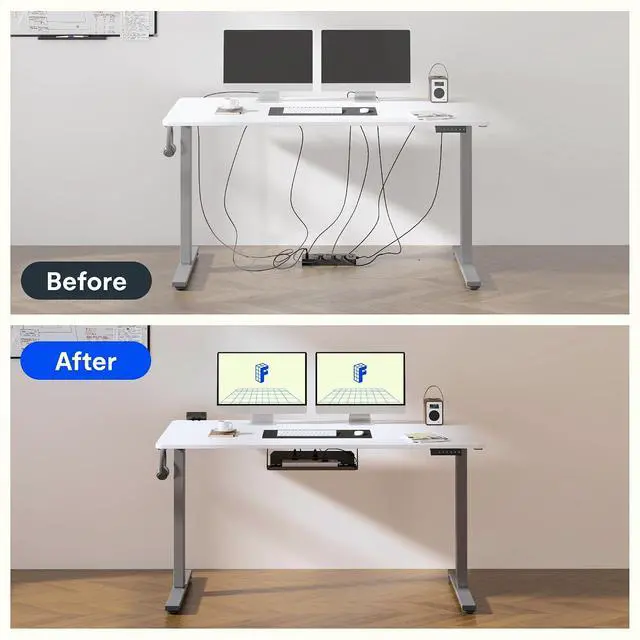 Alt view image 5 of 7 - EN2 Standing Desk Frame with Clamp Power Strip and Cable Management Tray, Electric Sit Stand Desk Base with Memory Controller for Home and Office (Gray Frame Only)