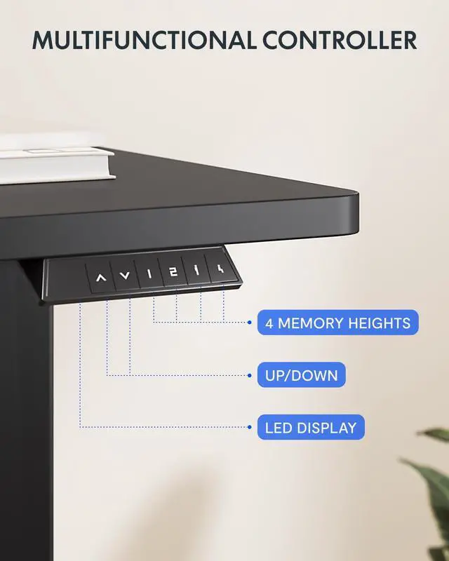 Alt view image 4 of 7 - 79x32 Inch Electric Large Standing Desk for Home & Office, Spacious Splice Board Desk with Cable Management & Organizer, Cup Holder & Hook, Black