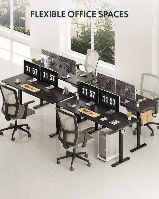 Alt view image 6 of 7 - 79x32 Inch Electric Large Standing Desk for Home & Office, Spacious Splice Board Desk with Cable Management & Organizer, Cup Holder & Hook, Black