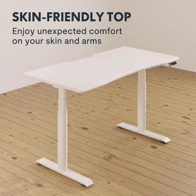 Alt view image 2 of 6 - E6 Pro 48 x 30 Inch Electric Standing Desk, Dual Motor Height Adjustable Desk with 3-Stage Oval Legs, One-Piece Desktop with Ergonomic Curved Edge, Modern Minimalist Home Office Desk