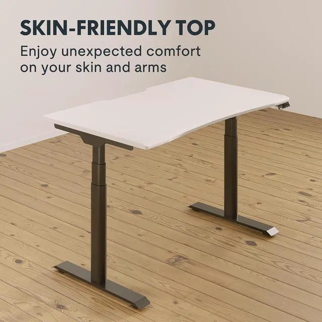 Alt view image 2 of 7 - E6 Pro Oval Leg Dual Motor 3 Stages Standing Desk 48x30 Inch Skin-Friendly Electric Height Adjustable Whole-Piece Sit Stand Up Desk 150KG Load Capacity (Black Frame + White Desktop)