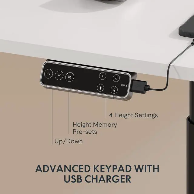 Alt view image 3 of 7 - E6 Pro Oval Leg Dual Motor 3 Stages Standing Desk 48x30 Inch Skin-Friendly Electric Height Adjustable Whole-Piece Sit Stand Up Desk 150KG Load Capacity (Black Frame + White Desktop)
