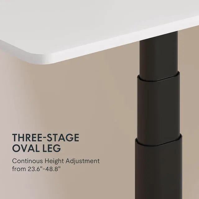 Alt view image 4 of 7 - E6 Pro Oval Leg Dual Motor 3 Stages Standing Desk 48x30 Inch Skin-Friendly Electric Height Adjustable Whole-Piece Sit Stand Up Desk 150KG Load Capacity (Black Frame + White Desktop)