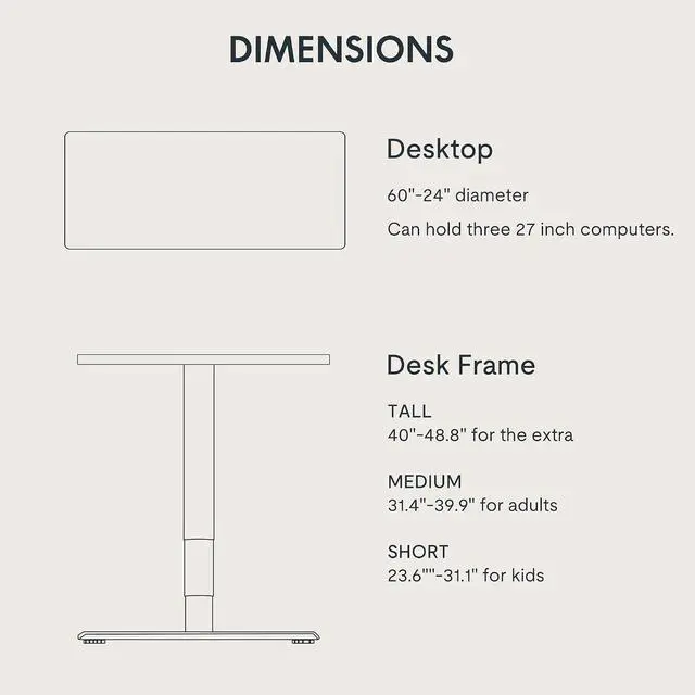Alt view image 7 of 7 - E6 MAX Dual Motor 60x24 Inch 3-Stage Heavy Duty Standing Desk, 330lbs Weight Capacity, Height Adjustable Desk w/Cable Management & Wheels (Seamless Black Desktop + Black Frame)