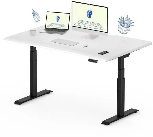 Main image of E6 Pro Oval Leg Dual Motor 3 Stages Standing Desk 48x30 Inch Skin-Friendly Electric Height Adjustable Whole-Piece Sit Stand Up Desk 150KG Load Capacity (Black Frame + White Desktop)