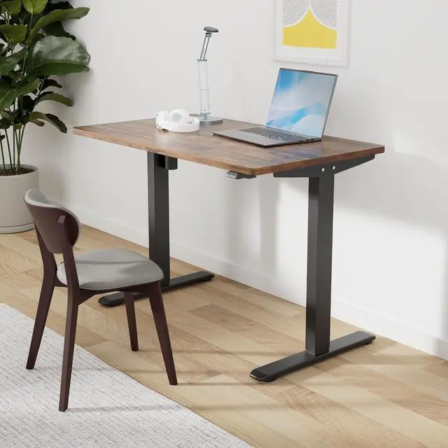 Alt view image 2 of 7 - Electric Height Adjustable Standing Desk Heavy Duty Steel Stand Up Desk Frame w/Memory Controller (Black Frame + 48 in Rustic Top 2 Packages, 2 Packages)