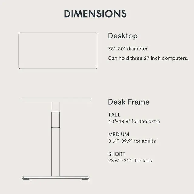 Alt view image 6 of 7 - E6 Pro Large 78" x 30" Organic Modern Bamboo Standing Desk, Electric Dual Motor 3-Stage Height Adjustable Desk with Oval Legs, Heavy Duty 330lbs, Bamboo Desktop, Black Frame